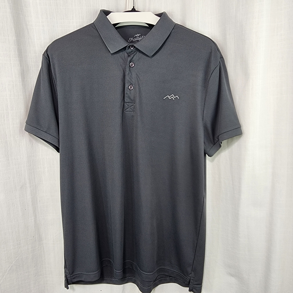Trailside Gray Polo Shirt Minimalist Design